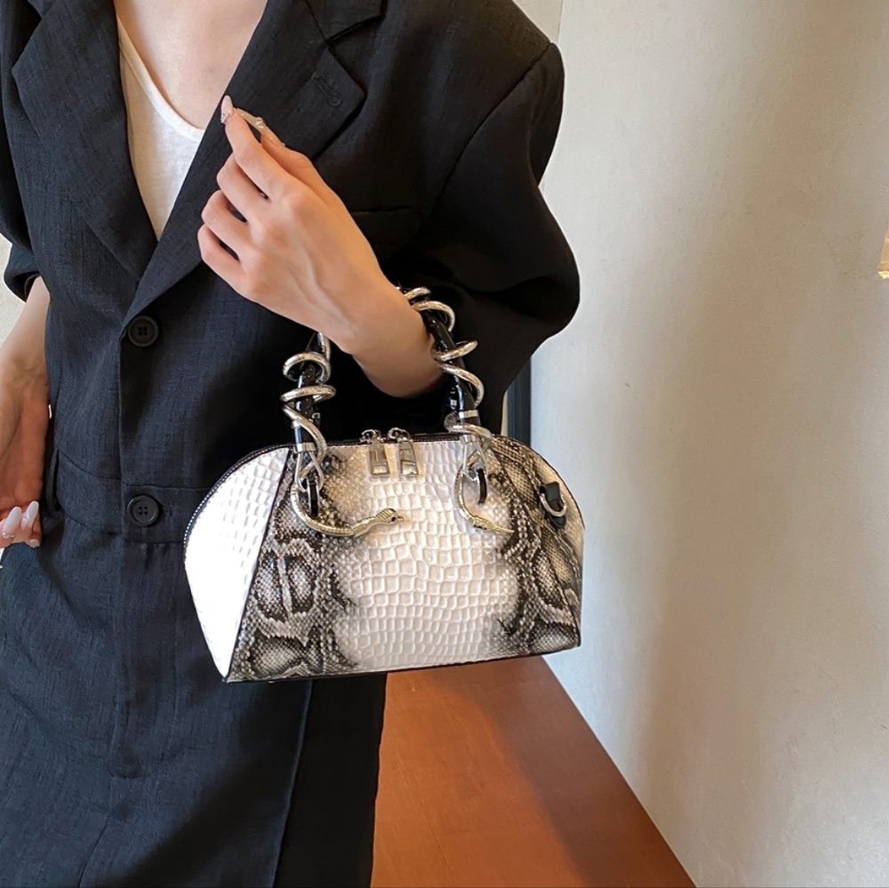 Designer Luxury Bags For Women Crocodile Pattern Top-handle Shell Bag - Picture 4 of 6